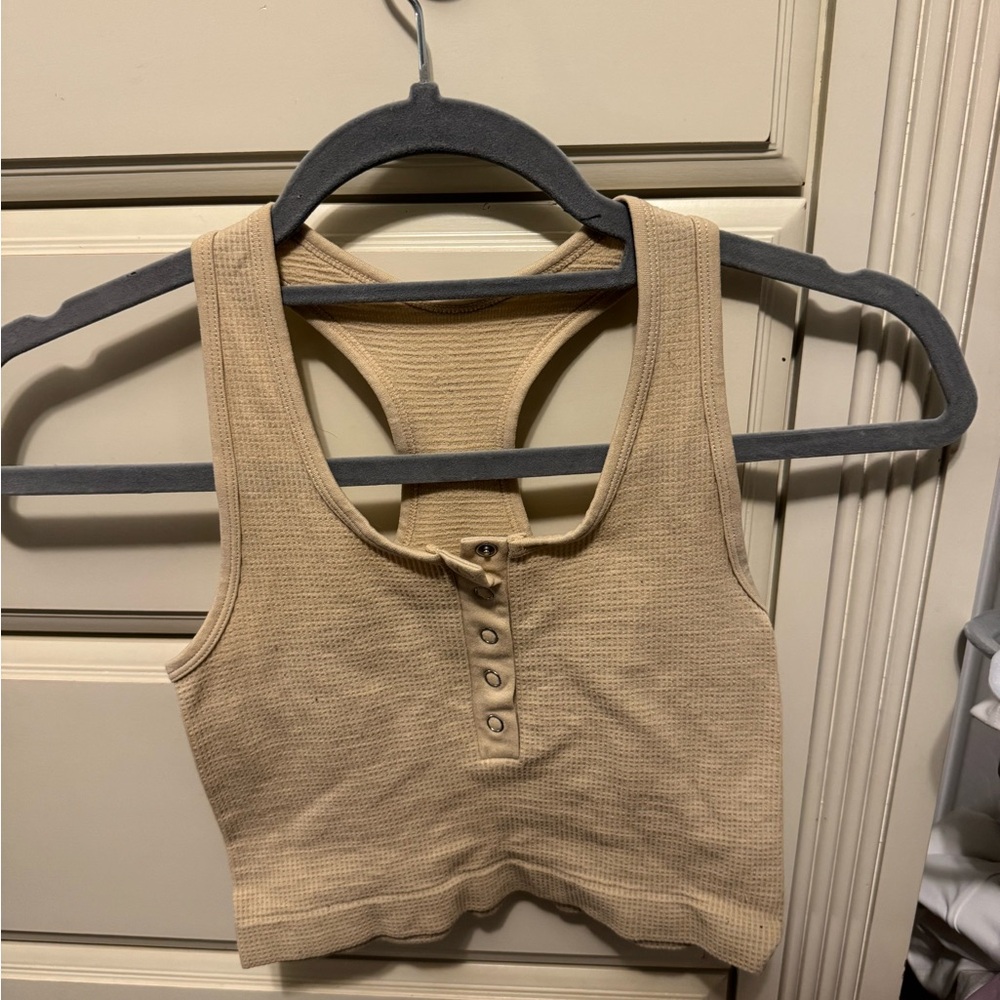Tilly's Beige/Tan Ribbed Crop Top
